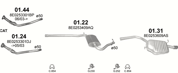 Udstødning til Audi A4 1,6