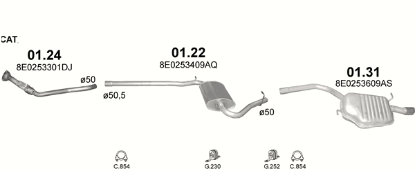 Udstødning til Audi A4 1,6